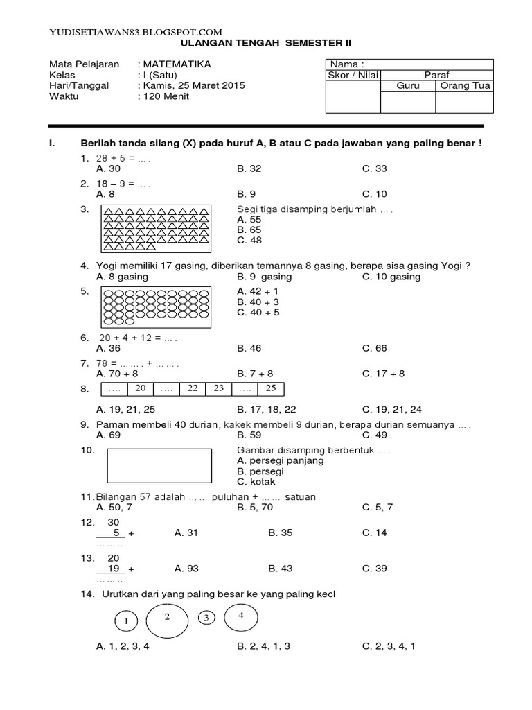 5 Rahasia Belajar Cepat Soal Mid Semester 1 Kelas 2 SD Matematika Pakai Metode Jepang