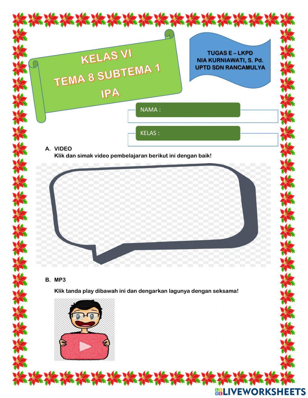 E-LKPD Kelas 6 Free Interactive Worksheets 832299