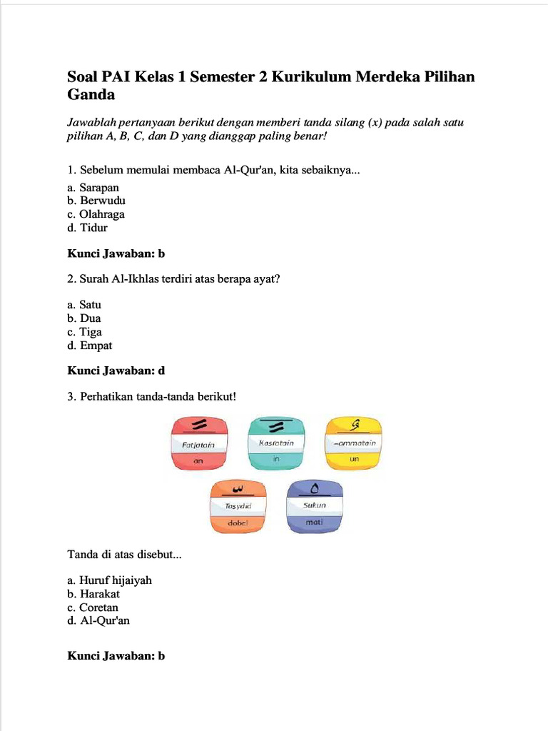 5 Rahasia Nilai Sempurna dengan Soal PAI Kelas 1 Semester 2 Kurikulum 2013 PDF Terbaru