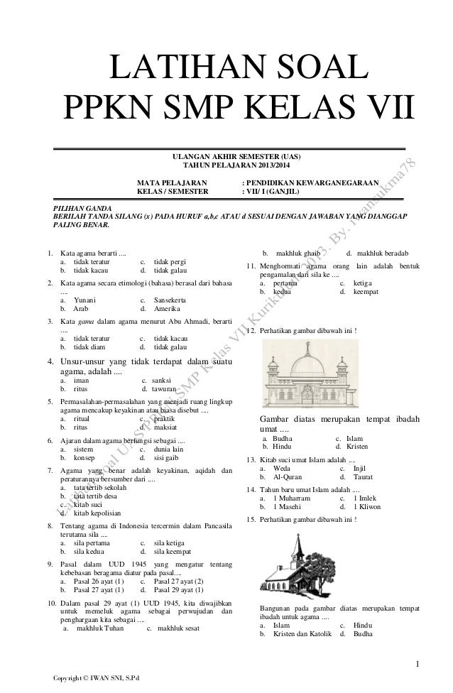 Bocoran 15 Contoh Soal Ujian PKN Kelas 7 Semester 1 2013 Terbaru untuk Latihan Siswa 2026
