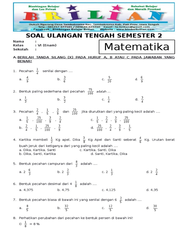 5 Rahasia Latihan Soal UTS Kelas 2 SD Semester 2 PDF Agar Nilai Ujian Anak Melonjak Naik