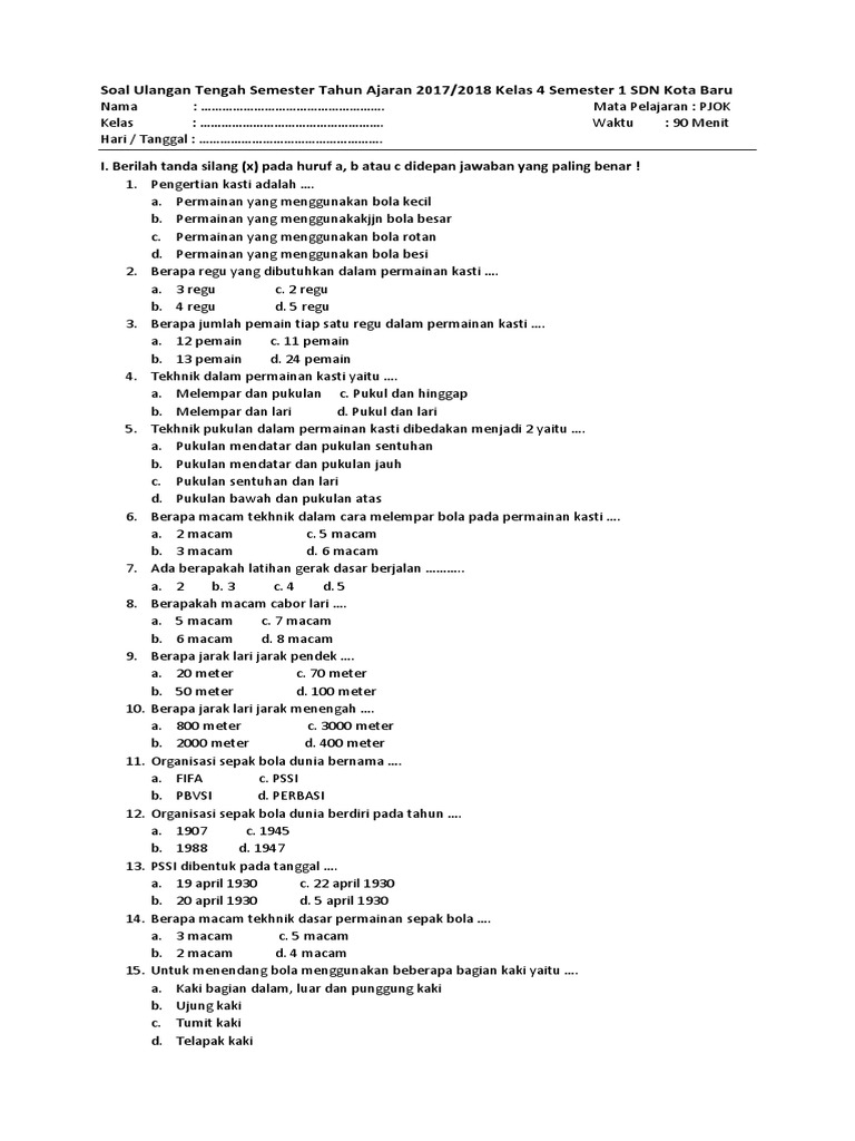 Ternyata Ini 5 Bocoran Soal PJOK Kelas 4 Semester 2 PDF Terbaru 2026, Cek Sekarang!