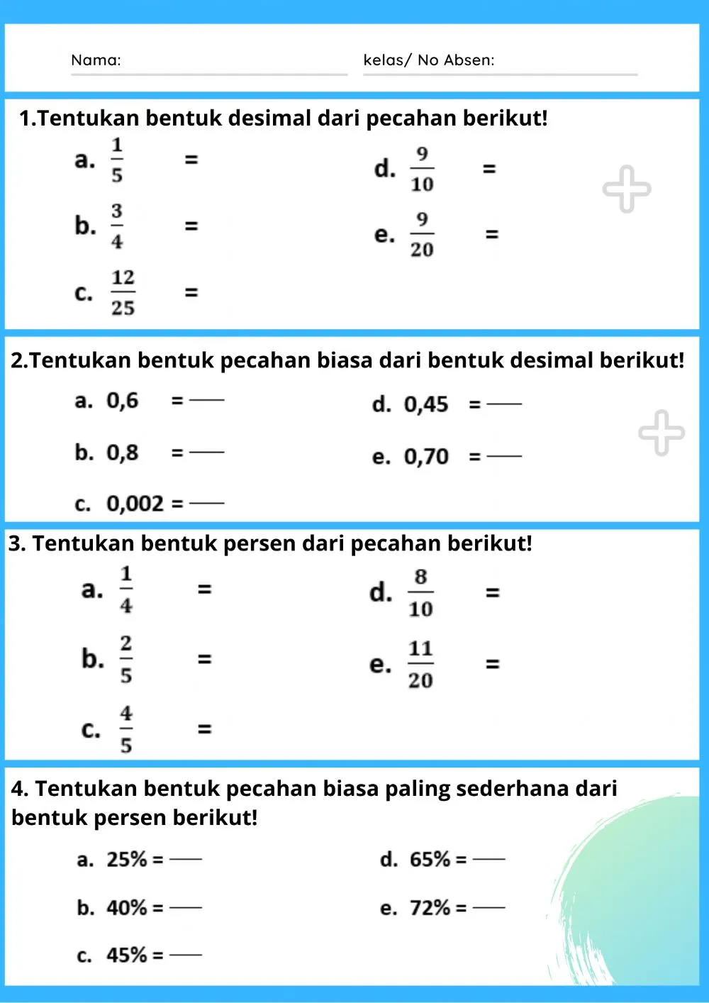 Soal Mengubah Pecahan Biasa Ke Desimal Kelas 4 Sd - Homecare24 Soal Mengubah Pecahan Biasa Ke Desimal Kelas 4 Sd - Homecare24