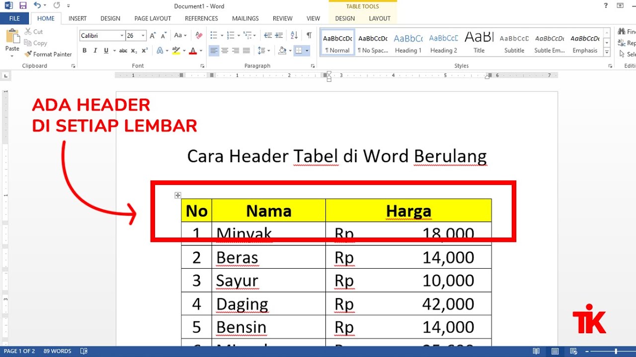 3 Trik Rahasia Cara Membuat Judul Tabel Berulang di Word untuk Pemula
