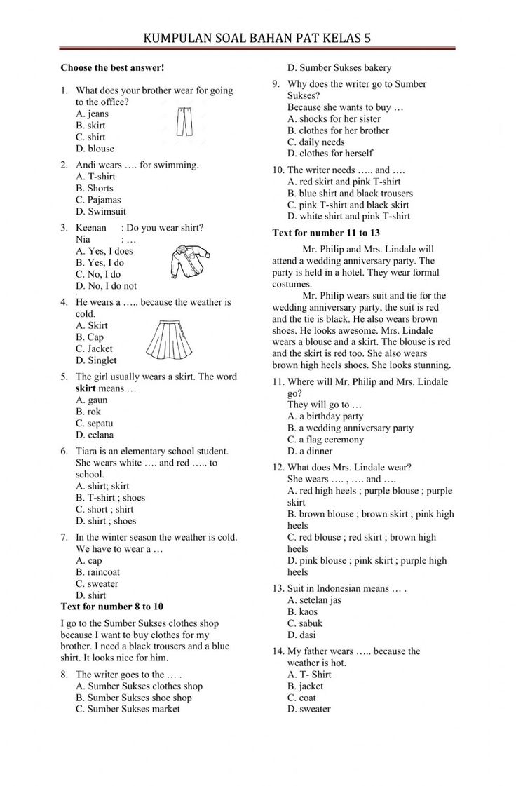 Kumpulan Soal Bahasa Inggris Kelas 5 Worksheet English exercise for