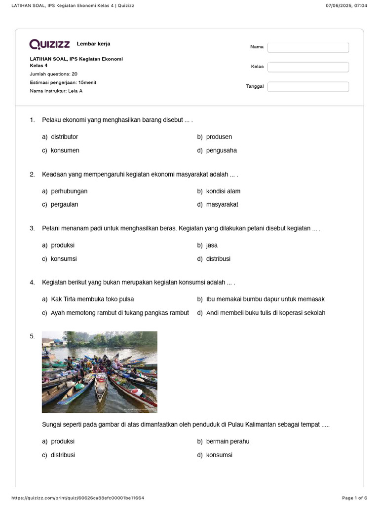 5 Contoh Soal Kegiatan Ekonomi Kelas 4 SD yang Sering Muncul dan Wajib Dikuasai