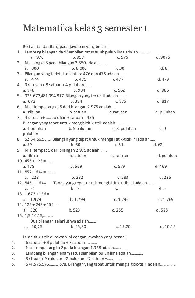 Kumpulan Soal Matematika Smp Kelas 7 Kurikulum 2013 Semester Gasal Kumpulan Soal Matematika Smp Kelas 7 Kurikulum 2013 Semester Gasal