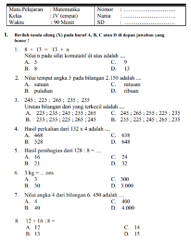 Guru PPG Wajib Tahu 7 Contoh Soal Matematika SD Kelas 4 Paling Sering