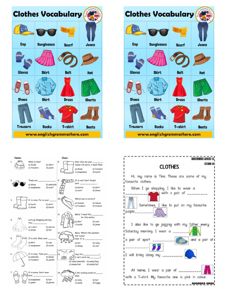5 latihan soal soal sd kelas 3 tentang clothes Bikin Anak Cepat Kuasai Bahasa Inggris