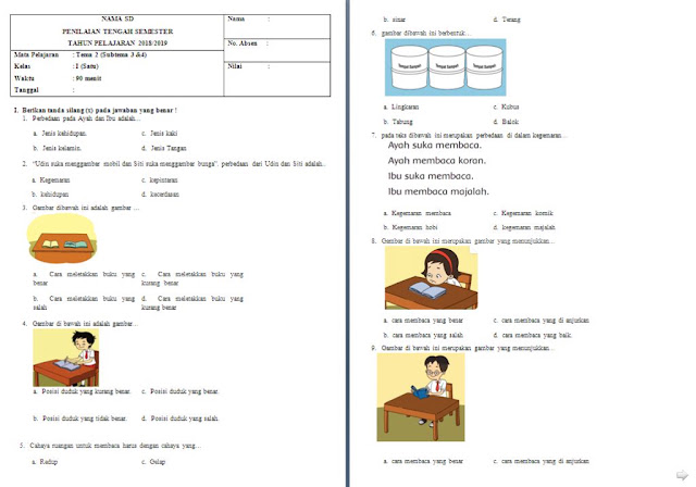 Soal UTS Kelas 1 SD MI Tema 2 Subtema 3 dan 4 - antapedia com Soal UTS Kelas 1 SD MI Tema 2 Subtema 3 dan 4 - antapedia com