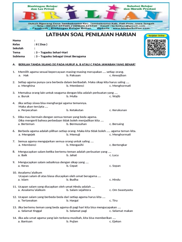 7 Contoh Soal Tema 3 Kelas 2 Subtema 3 SD yang Wajib Diketahui Sebelum Ujian