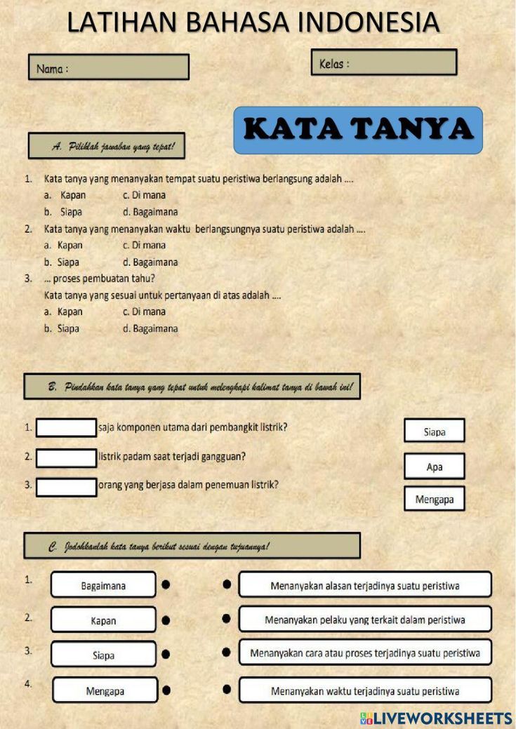 Latihan Soal Bahasa Indonesia Kalimat Tanya Ilköğretim okulları Latihan Soal Bahasa Indonesia Kalimat Tanya Ilköğretim okulları