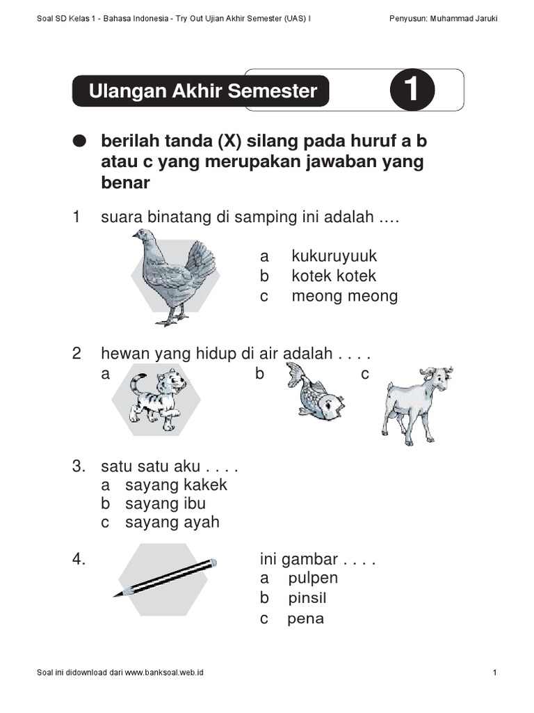 Membangun Fondasi Literasi Contoh Soal Ujian Bahasa Indonesia Kelas 1