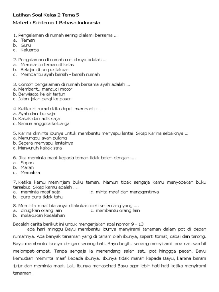 Wajib Tahu! Contoh Soal Tema 5 Kelas 2 Beserta Kisi Kisinya yang Bikin Anak Cepat Paham