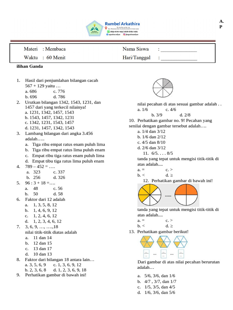 Terbukti Download Soal UAS Matematika Kelas 4 SD Semester Ganjil Anak Fokus Saat Liga 1
