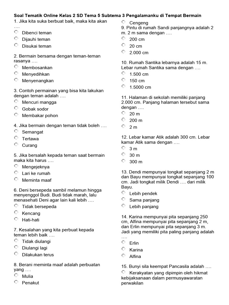 Rahasia Cepat Pintar dengan Latihan Soal Tema 5 Kelas 2 Subtema 3 Ini Wajib Tahu